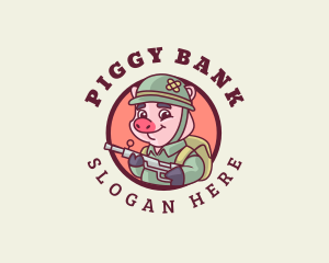 Military Soldier Pig logo design