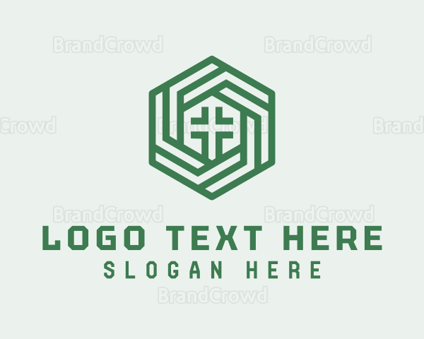 Green Hexagon Cross Logo
