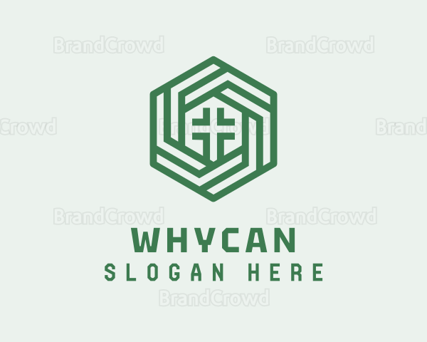 Green Hexagon Cross Logo