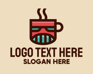 Caffeine - Robot Coffee Mug logo design