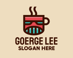 Caffeine - Robot Coffee Mug logo design
