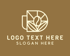 Plant - Coffee Bean Letter D logo design