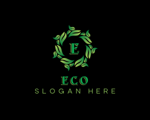 Wreath Eco Leaves logo design
