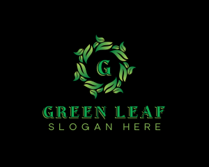 Wreath Eco Leaves logo design