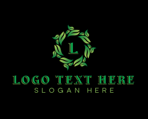 Hydroponics - Wreath Eco Leaves logo design