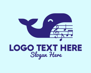 Half Note - Blue Whale Musical logo design