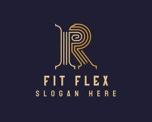 Law Firm - Golden Pillar Letter R logo design