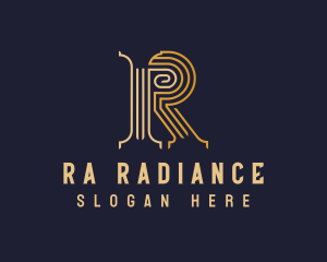 Golden Pillar Letter R logo design