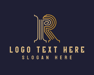 Premium - Golden Pillar Letter R logo design