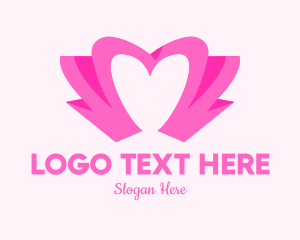 Love - Pink Flower Bud Heart logo design