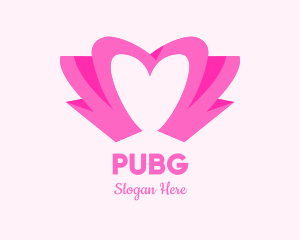 Pink Flower Bud Heart  Logo