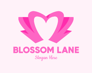 Pink Flower Bud Heart  logo design