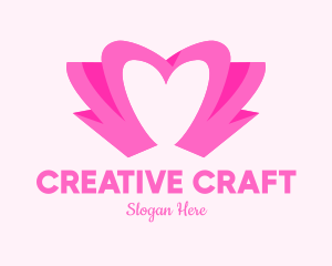 Bloom - Pink Flower Bud Heart logo design