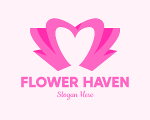 Pink Flower Bud Heart  logo design