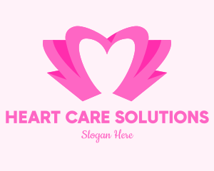 Pink Flower Bud Heart  logo design