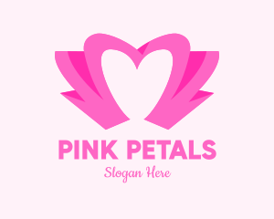 Pink Flower Bud Heart  logo design