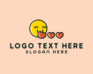 Valentine - Heart Dating App Emoji logo design