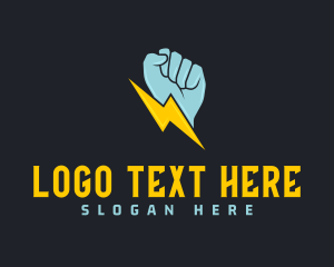 Fight - Lightning Bolt Fist logo design