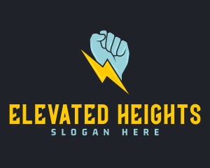 Lightning Bolt Fist logo design