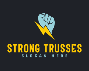 Lightning Bolt Fist logo design