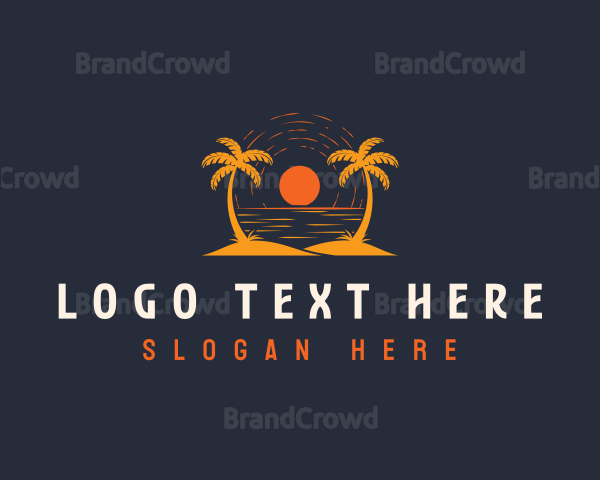 Palm Tree Beach Travel Logo