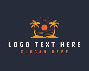 Palm Tree Beach Travel Logo