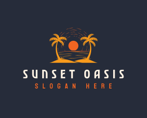 Palm Tree Beach Travel logo design