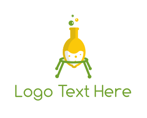 Lime - Lemon Laboratory Flask logo design
