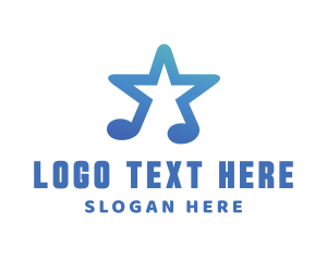 Blue Star - Star Music Note logo design