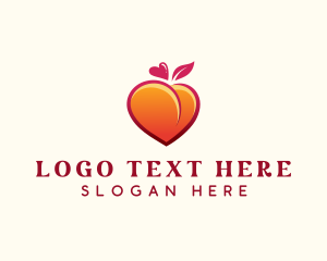 Vegan - Peach Heart Fruit logo design