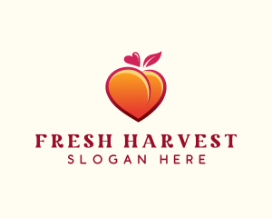 Peach Heart Fruit logo design