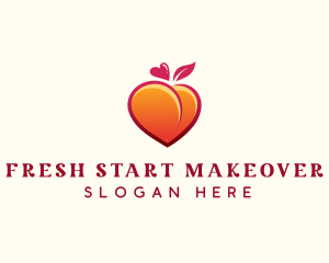 Peach Heart Fruit logo design