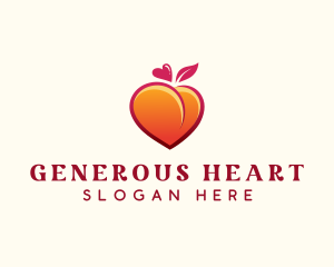 Peach Heart Fruit logo design