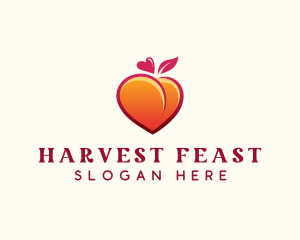 Peach Heart Fruit logo design