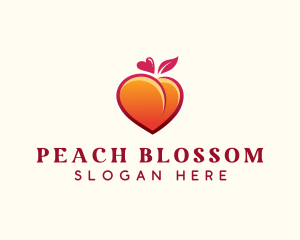 Peach - Peach Heart Fruit logo design