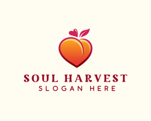 Peach Heart Fruit logo design