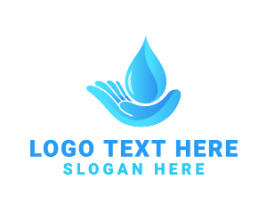 Fluid - Water Droplet Hand logo design