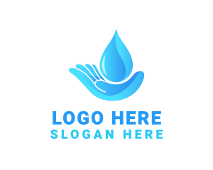 Water Supply - Water Droplet Hand logo design