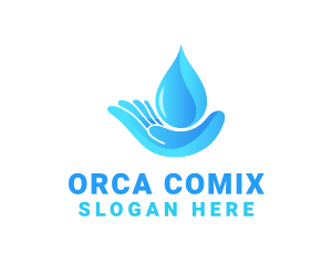 Clean - Water Droplet Hand logo design