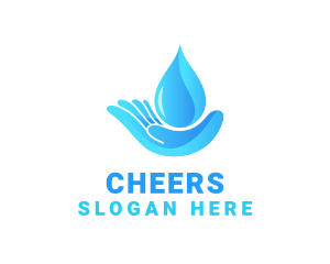 Wash - Water Droplet Hand logo design