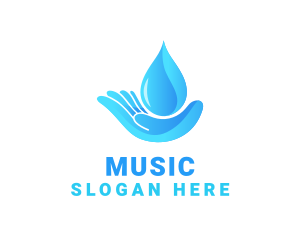 Fluid - Water Droplet Hand logo design