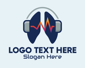 Cancer - Respiratory Lung Headphones logo design