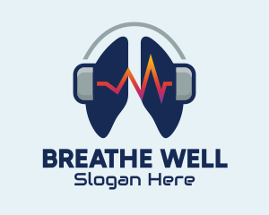 Asthma - Respiratory Lung Headphones logo design