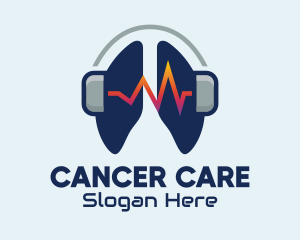 Cancer - Respiratory Lung Headphones logo design