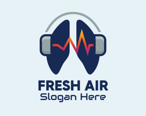 Breathe - Respiratory Lung Headphones logo design