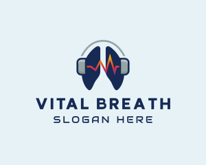 Respiratory Lung Headphones logo design