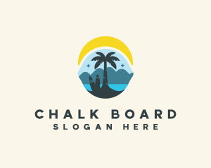 Surfing Beach Tree logo design