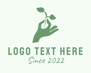 Vegan - Hand Plant Seedling logo design