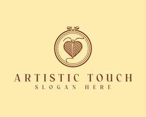 Embroidery Needle Heart logo design