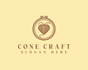 Embroidery Needle Heart logo design